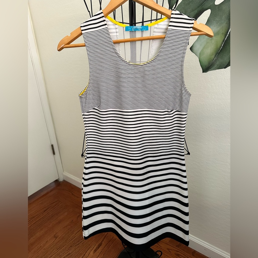 Buttons Nautical White and Navy Striped Dress